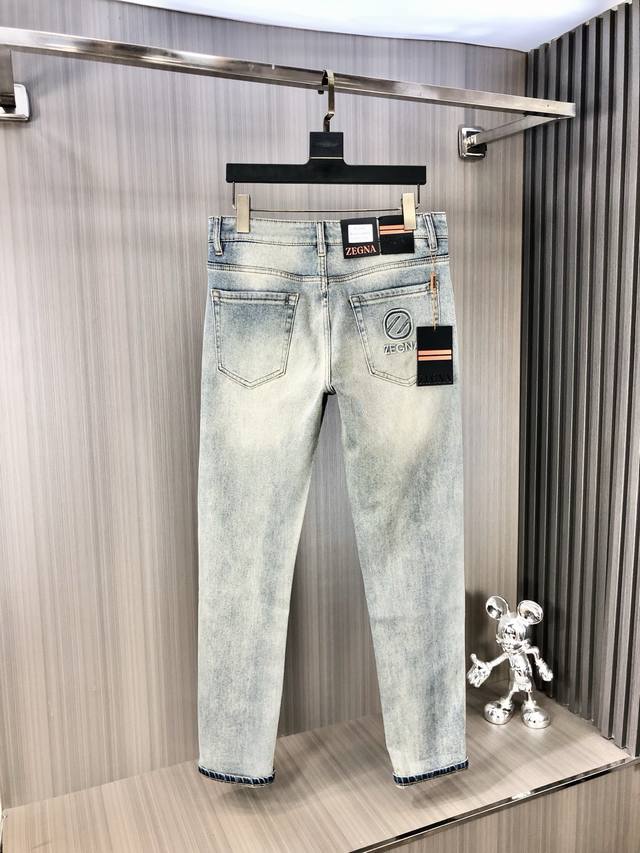 Zegna 2025 Spring And Summer Latest Men's Jeans Heavy Washed Denim Fabric Custom