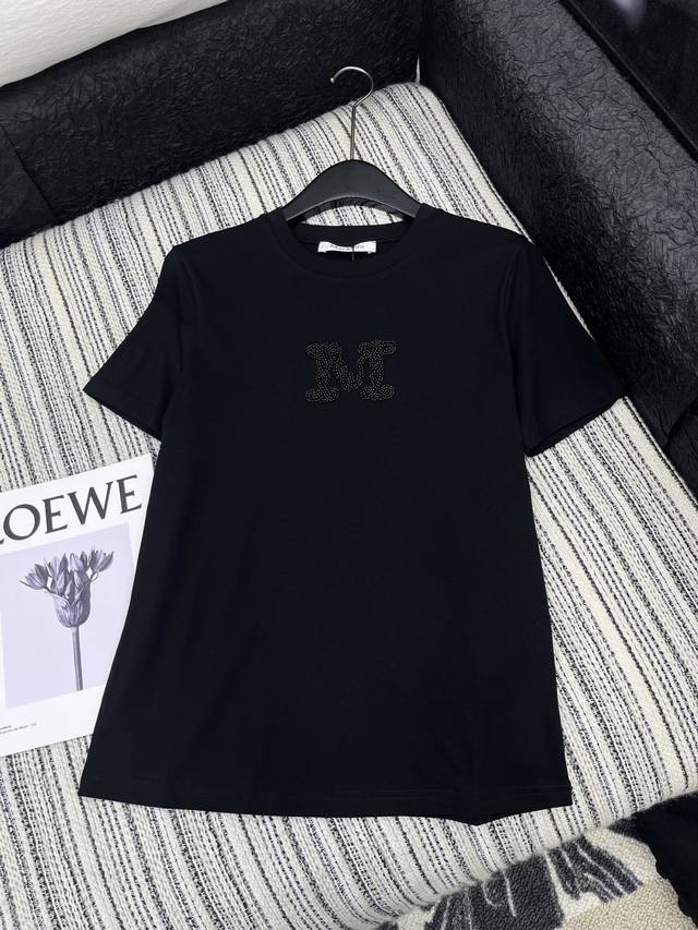 Hot Item In Stock Original Quality Max* 2025 Summer Round Neck Beaded Short Slee