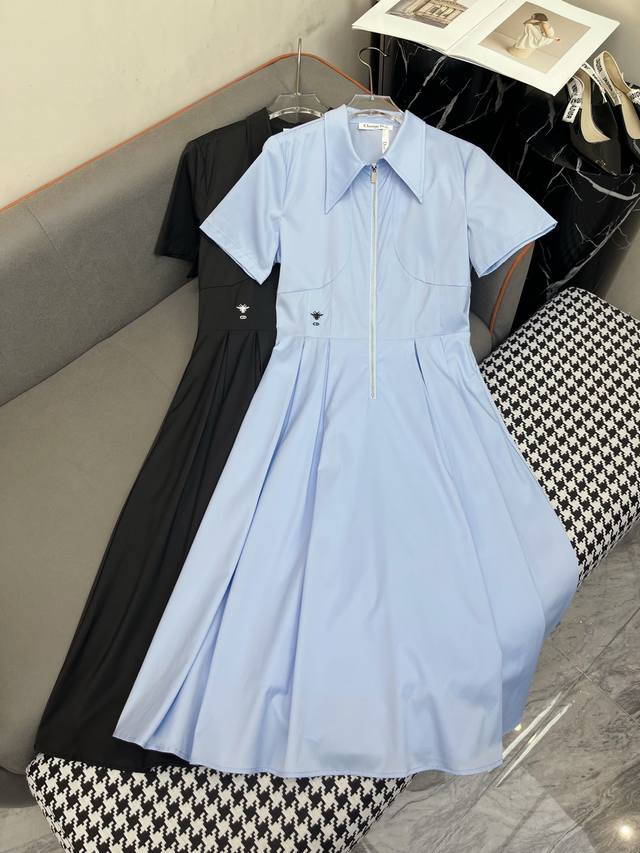 dio* 25Ss New Lapel Dress Triangle Logo Decoration Fashion Temperament Two Co