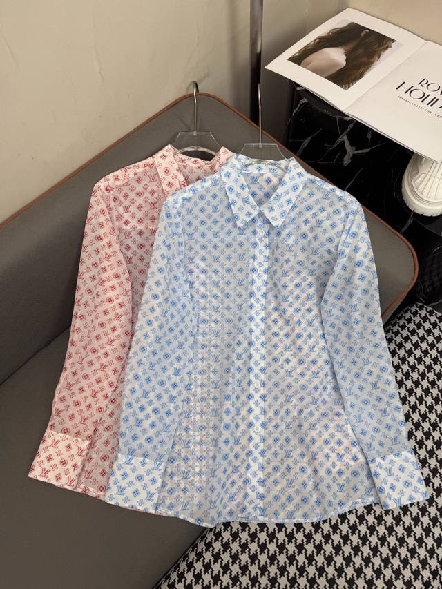 louis Vuitto* 25Ss New Long-Sleeved Shirt Old Flower Pattern Printed Fabric F