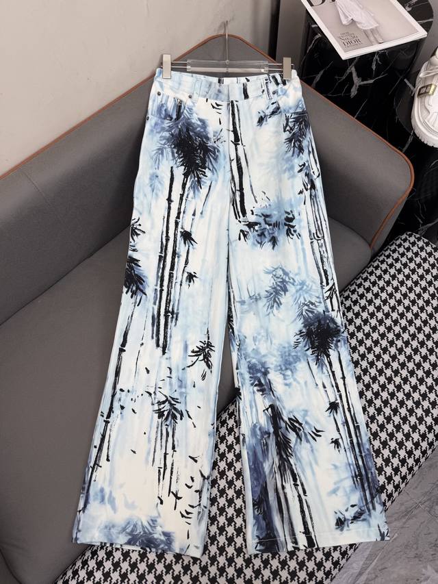 dio* 25Ss New Style Straight Jeans New Pattern Printed Fabric Fashionable And