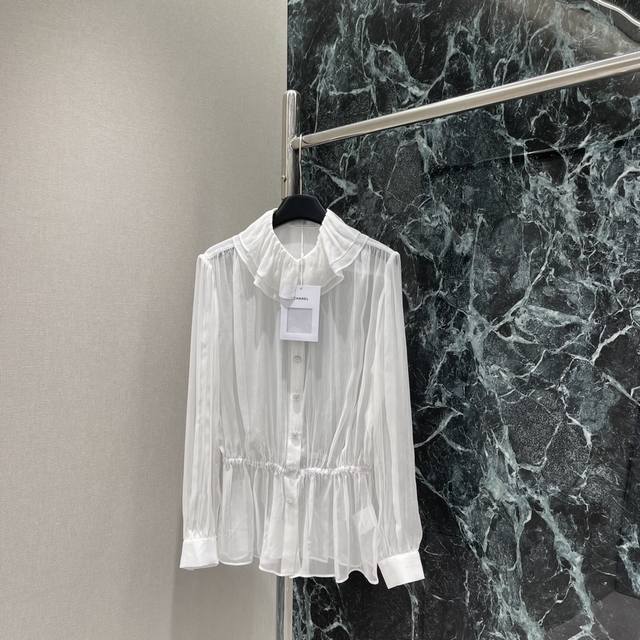 Chanel 25 New Summer Style Lotus Leaf Collar Long-Sleeved Shirt Advanced Customi