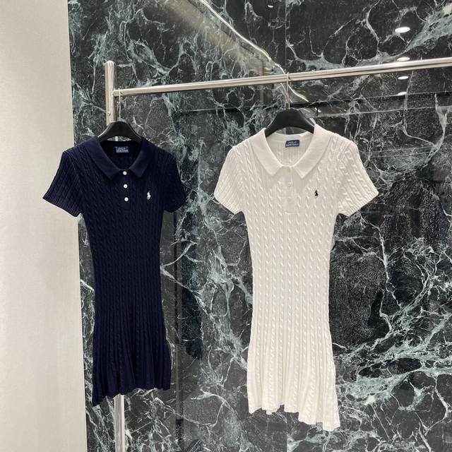 Laf 25 New Summer Lapel Knitted Dress With Twisted Rope Texture, Exquisite And E
