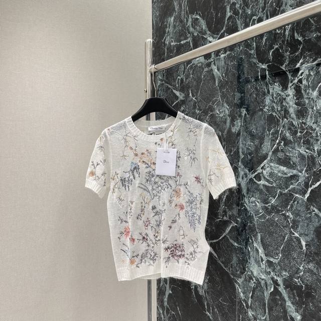 Home 25 Summer New Style Heavy Embroidery Knitted Short Sleeves The Whole Body I