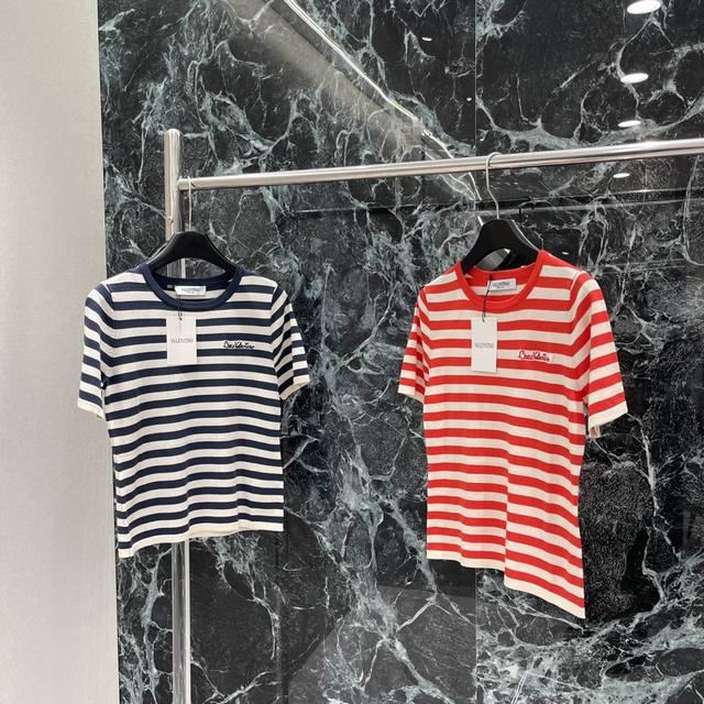 val Warren 25 New Summer Striped Knitted Short Sleeves With Two Colors Interw