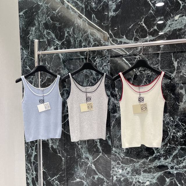 Loewe 25 New Summer Knitted Vest With Contrasting Color Edging And Iconic Logo P