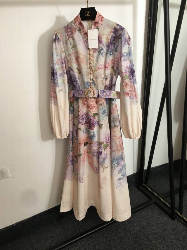 Style No. 20252007 Zimmermann New Hyacinth Temperament Print Stand Collar Waist