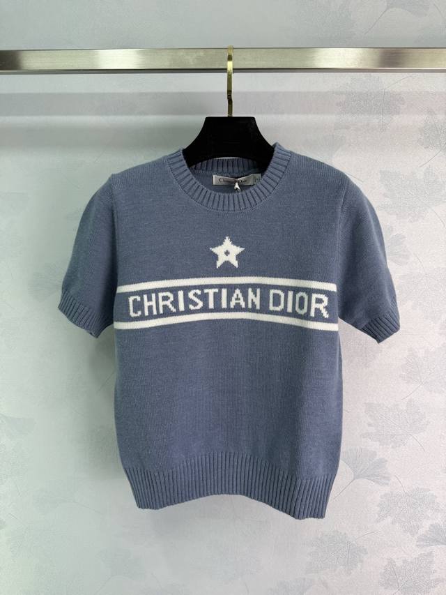 dio*Five-Pointed Star Short-Sleeved Knitted Top Classic Logo Design Fashionab