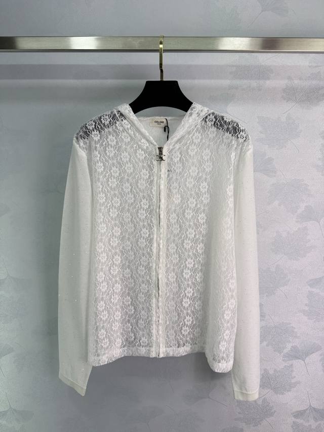 celin*2025 New Arrivals Lace Embroidery Hollow Hooded Cardigan Customized Yb