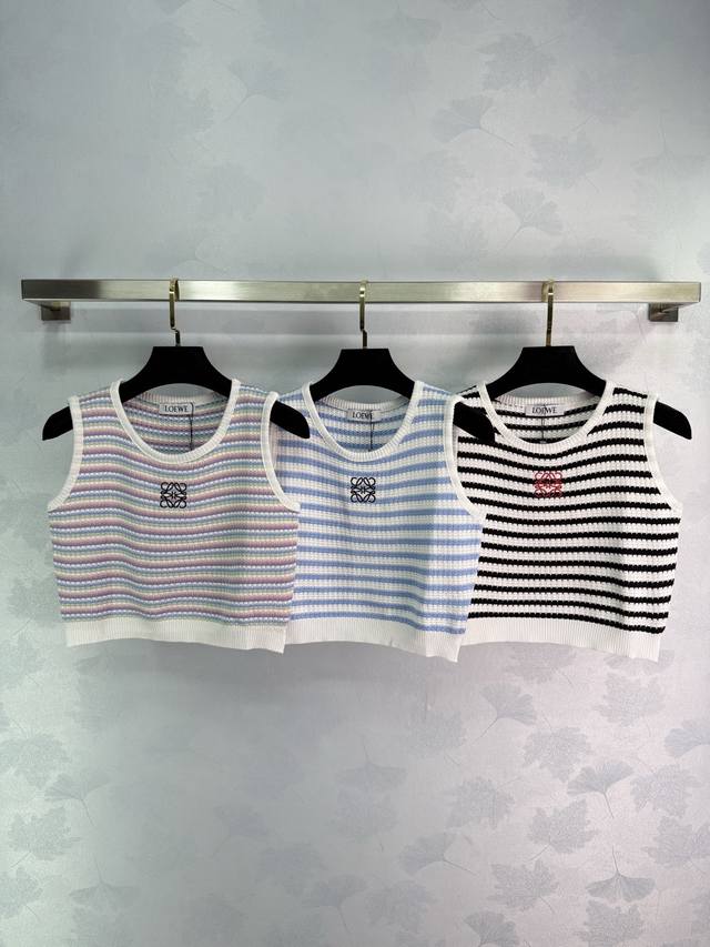 loew*2025 New Arrivals Striped Short Knitted Vest Customized Yb Linen Cotton