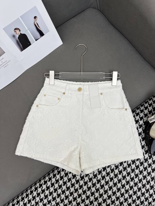 louis Vuitto* 25Ss New Denim Shorts Old Flower Jacquard Fabric Fashionable An