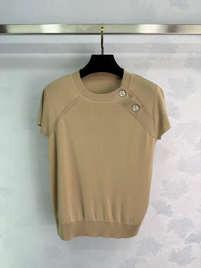 he 25 Early Spring New Arrival Classic Round Neck Silk Cashmere Short-Sleeved