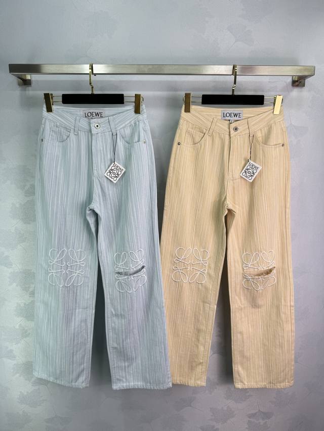 loew2025 Spring And Summer New Striped Straight Pants Embroidery Design Two C