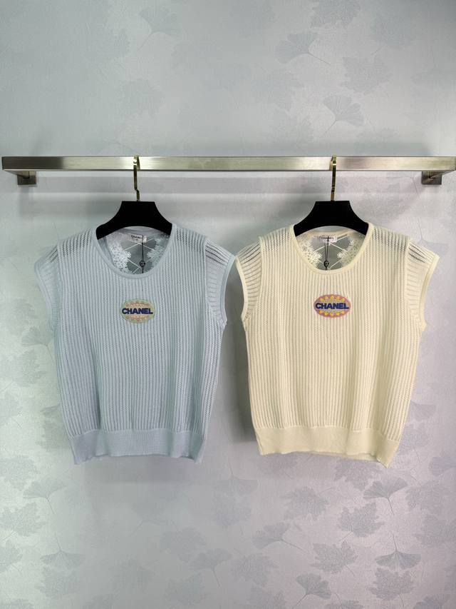 chane*Xiujia 2025 Early Spring New Round Neck Sleeveless Knitted Vest Two Col