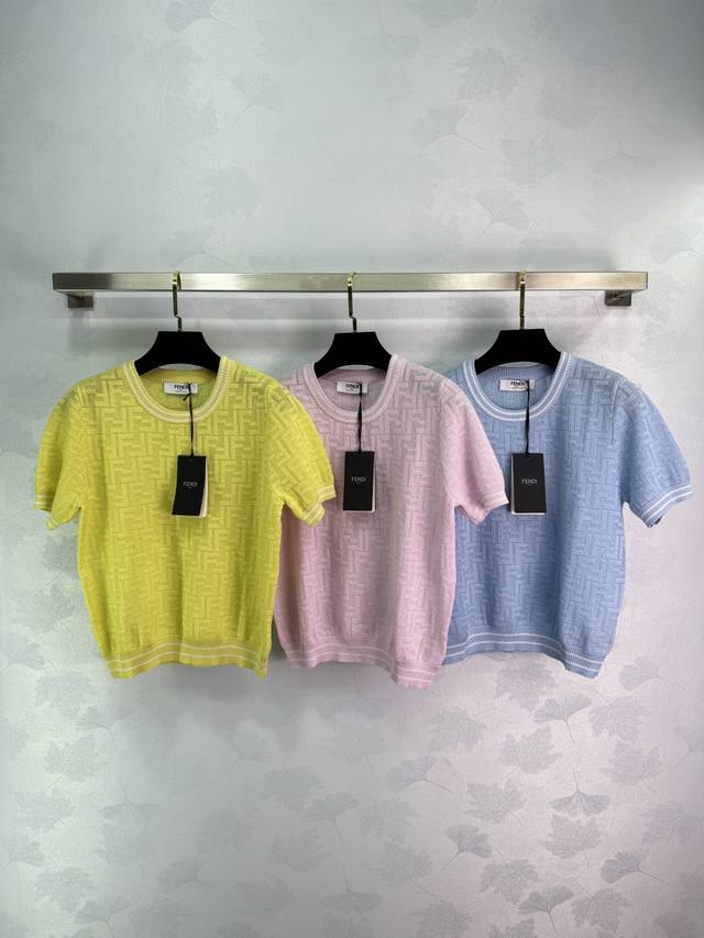 fend* 2025 Spring And Summer Latest Series Jacquard Letter Knitted Round Neck