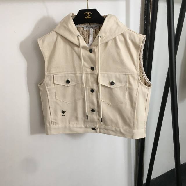 Style No. 20253215 Dio* New Logo Print Lining Cd Bee Embroidery Sleeveless Hoode