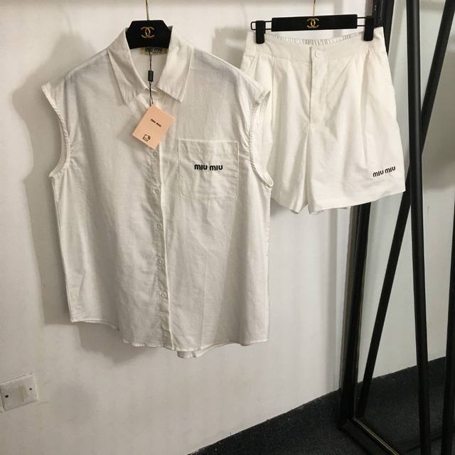 Style No. 20253200 Miumi* New Linen Suit Sleeveless Waistcoat Shirt Top + Logo E