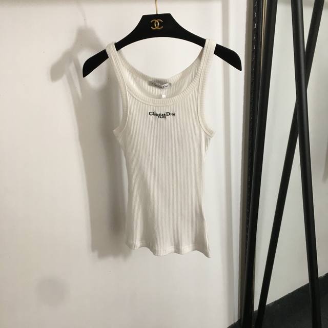 Style No. 20253198 Dio* New Chest Logo Embroidery Stripe Slim Fit Cotton Camisol