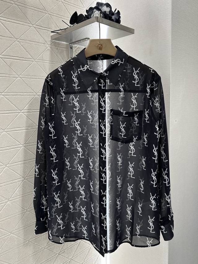 saint Lauren*2025 New Arrivals Printed Silhouette Shirt Shorts Set Custom Yb