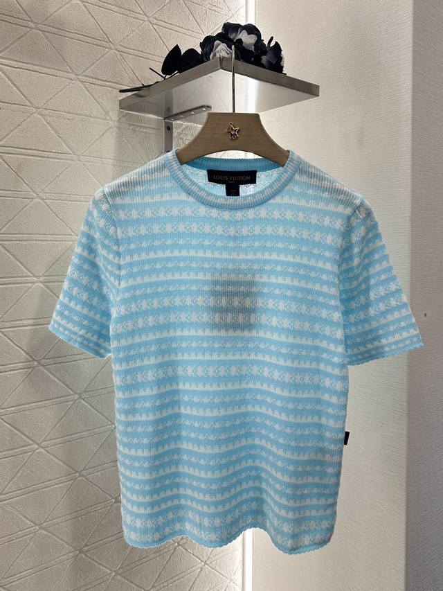 louis Vuitto*2025 New Arrivals Striped Round Neck Knitted Short Sleeves Custo