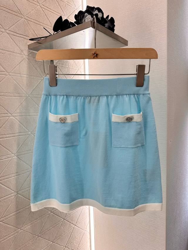 chane*2025 New Arrivals Chain Short-Sleeved Top Skirt Set Customized Yb Wool