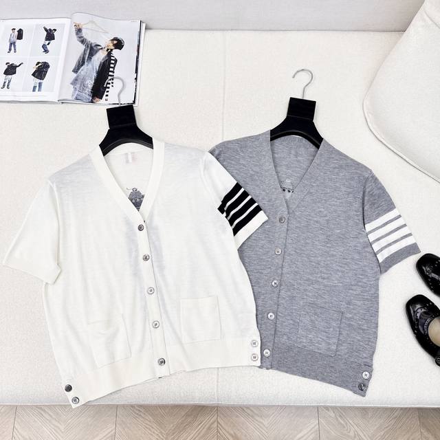 Exclusive Model Tb 25Ss The Latest Early Spring Short-Sleeved V-Neck Sweater Wit