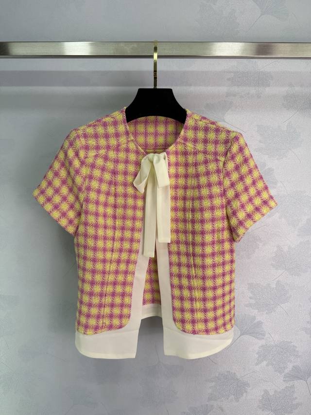 chane*2025 New Arrivals Plaid Ribbon Top Skirt Set Customized Yb Imported Woo