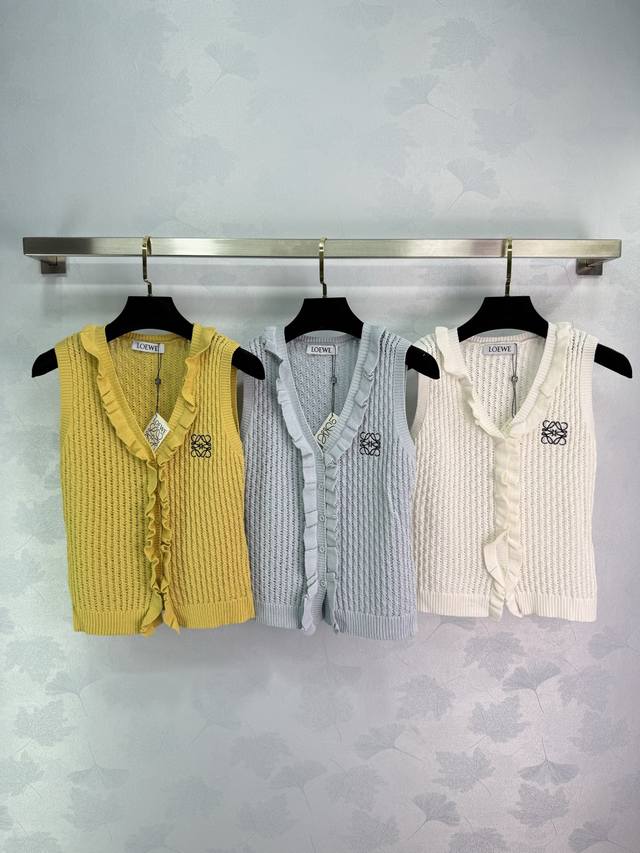 loew*2025 New Arrivals Fungus Lace Knitted Vest Customized Yb Imported Yarn W