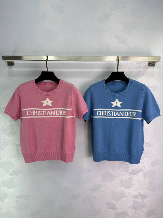 dio*2025 New Arrivals Star Knitted Short Sleeves Customized Yb Cashmere Yarn