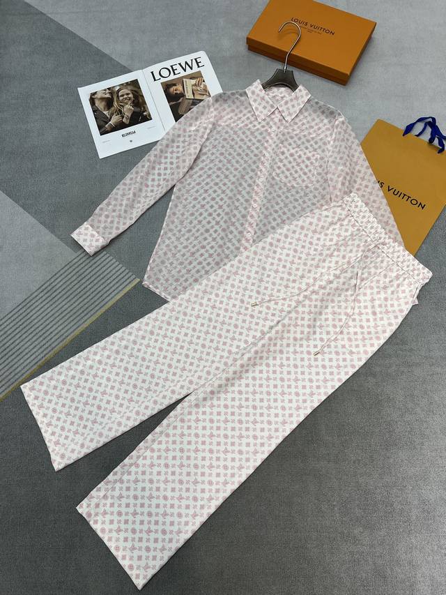 High Quality Louis Vuitto* 2025 Summer New Wide-Leg Pants Old Flower Pattern Pri