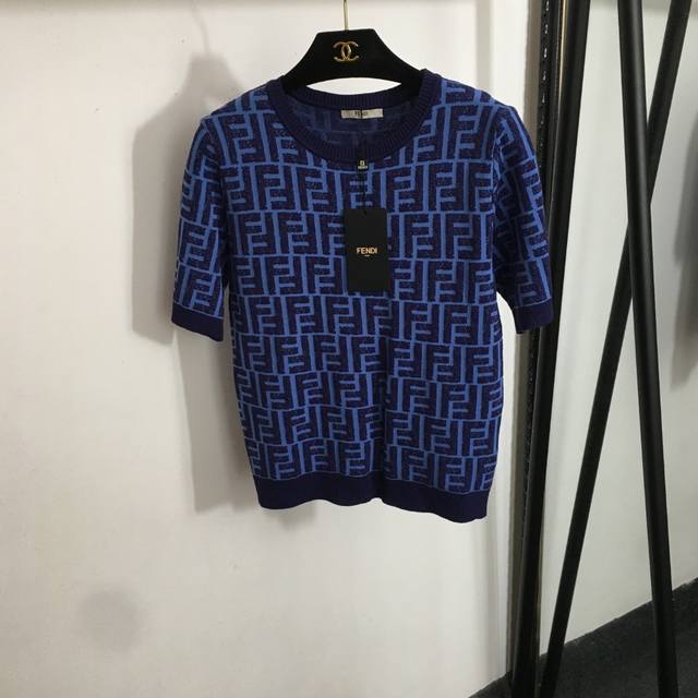 Style No. 20253180 Fend* New Old Flower F Letter Jacquard Pullover Short Sleeve