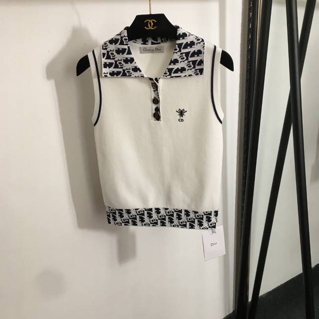 Style No. 20253176 Dio* New Cd Bee Embroidery Old Flower Letters Polo Neck Knitt