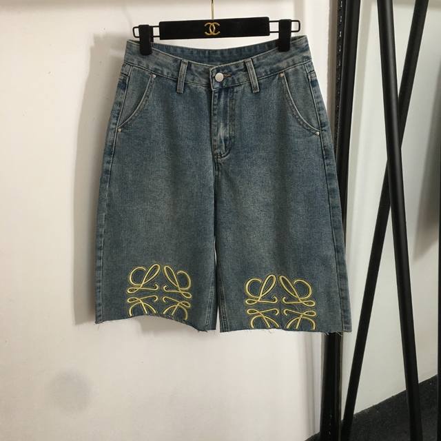 Style No. 20253173 Loew* New Logo Embroidery High Waist Straight Shorts Blue S-X