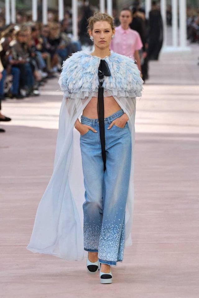 chane* 25Ss New Spring And Summer Heavy Washed Sequined Denim Trousers | Excl