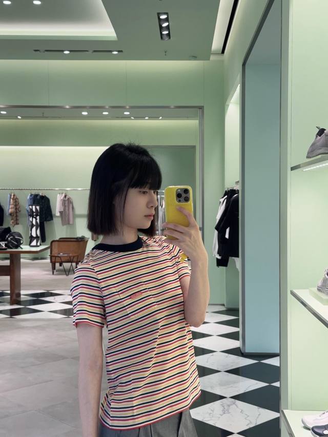 prad* 25Ss New Spring And Summer Sailing Style Fresh Striped Slim Short-Sleev