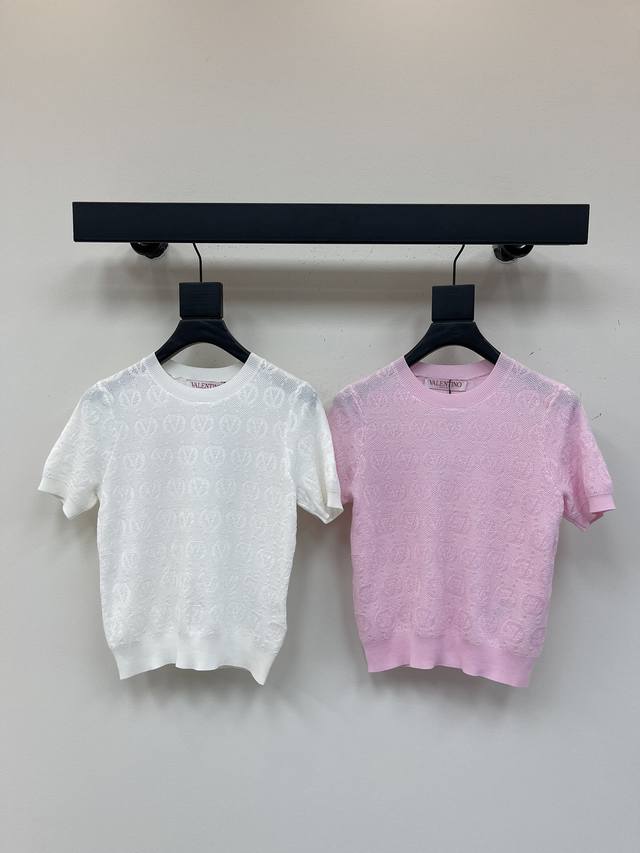 valentin*25 New Jacquard Logo Knitted Short Sleeves Custom Wool Yarn Weaving
