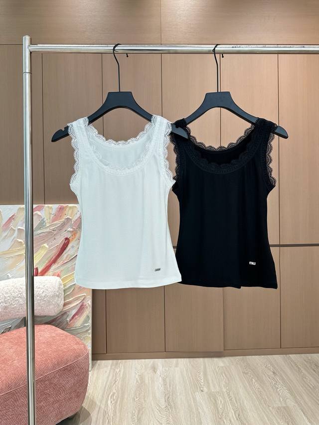 Hot Item In Stock Original Custom Miu Mi* 25Ss New Spring And Summer Lace Vest H