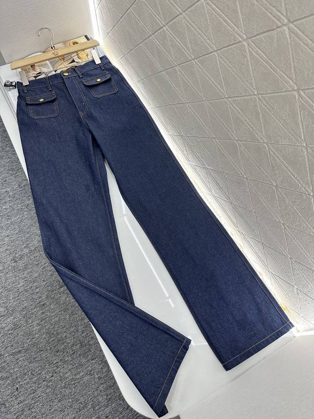 celin*2025 New Arrivals Mid-Rise Straight Jeans Customized Yb Twill Cotton De