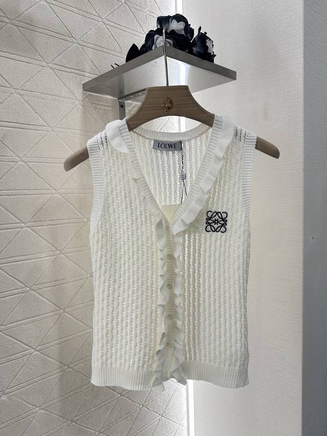 loew*2025 New Arrivals Fungus Lace Knitted Vest Customized Yb Imported Yarn W