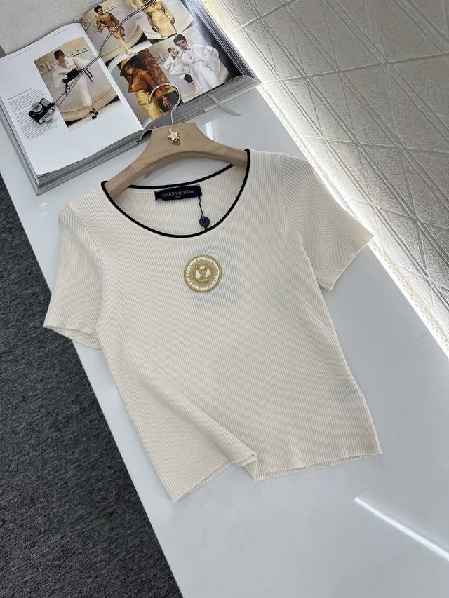 louis Vuitto*2025 New Arrivals High Elastic Letter Logo Knitted Short Sleeves