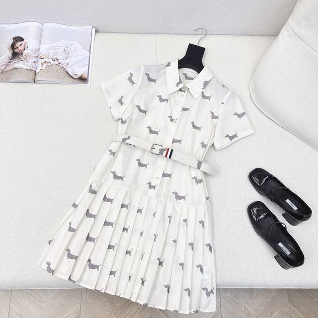 tb 25Ss The Latest Spring And Summer Dachshund Print Pleated Shirt Dress With