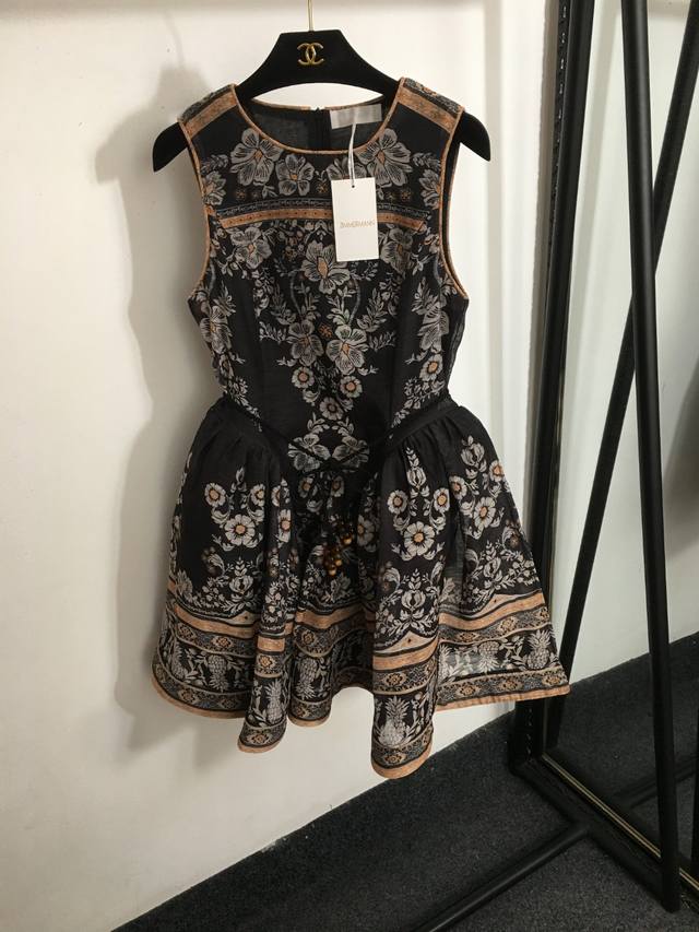 Style No. 20253142 Zimmermann* New Retro Flower Print Lace-Up Waist Sleeveless V