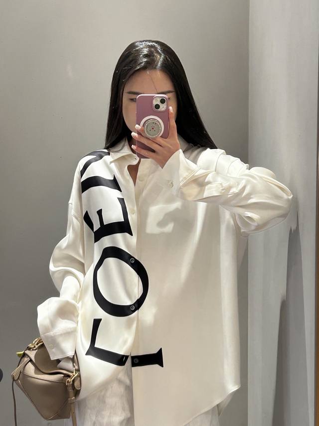 loew* 25Ss Spring And Summer New Logo Print Loose Long-Sleeved Shirt | Exclus