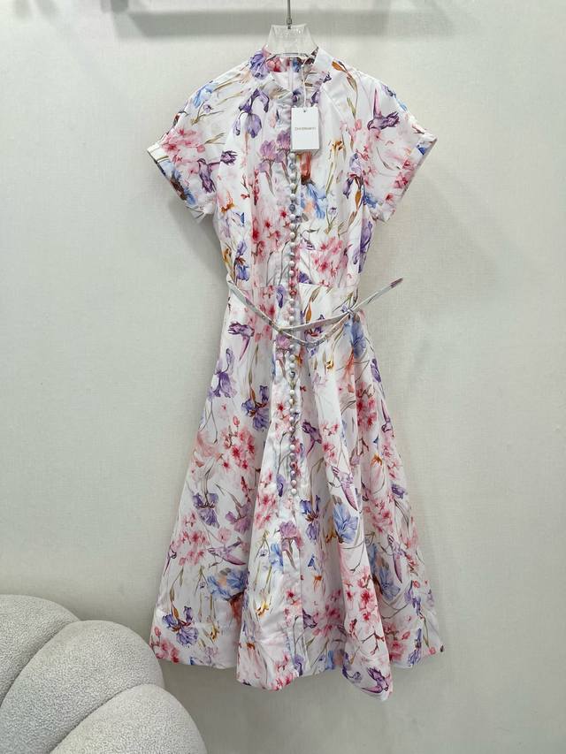 zimmerman*Zimmerman 25 New Floral Flower Print Dress Fashion Small Stand-Up C