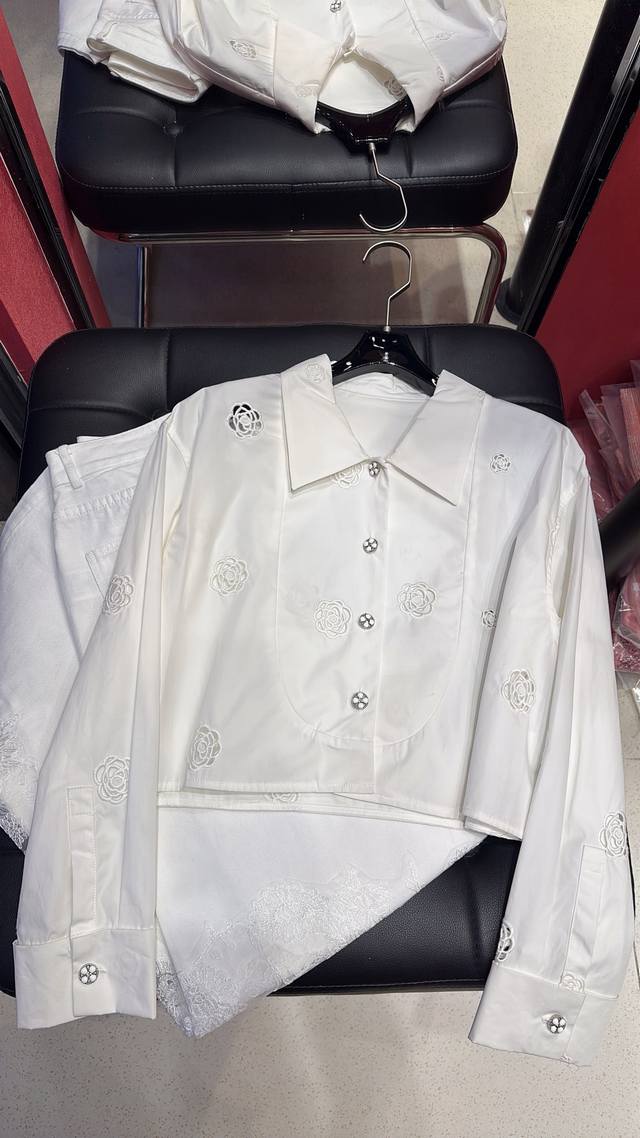 High Quality Chane* Hollow Embroidery Short Shirt Upgraded Version High Quality