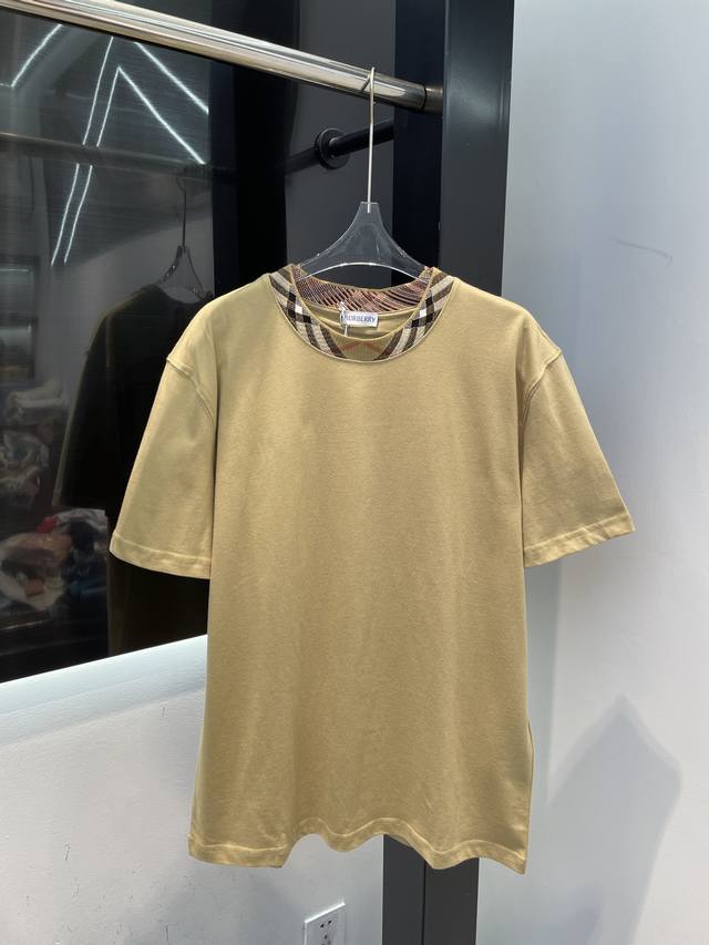 bbr 2025Ss Plaid Round Neck Cotton Short Sleeves Sml Xl