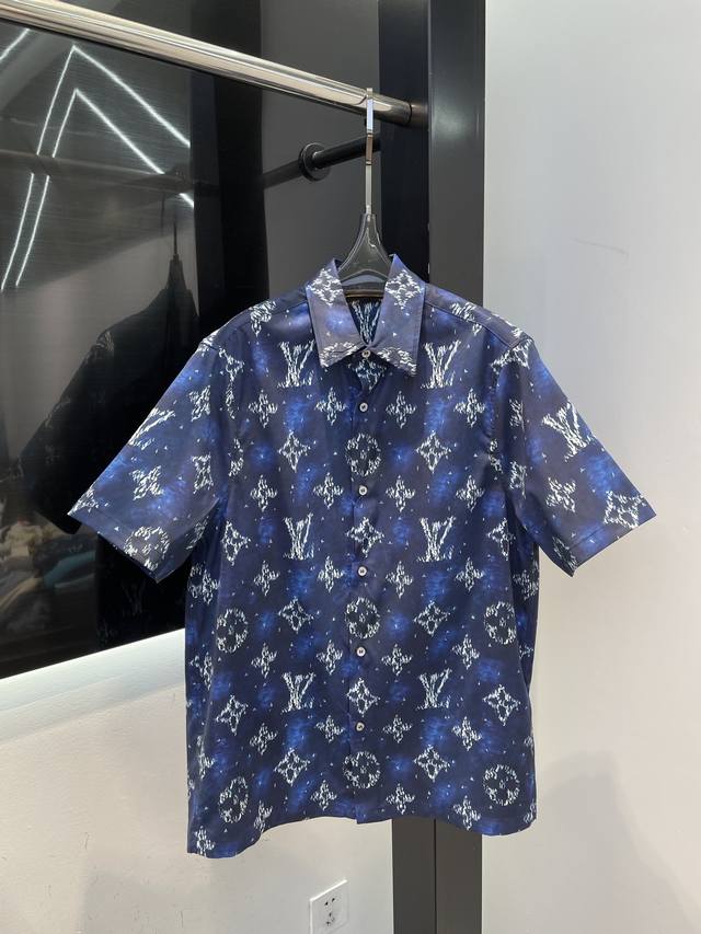 lv*Shirt With Sail Print Pattern Process Description Cotton Poplin Is Dyed Wi