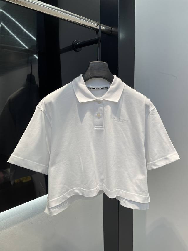 alexanderwang 25 New Embroidered Short-Sleeved T-Shirt Exquisite Short Versio