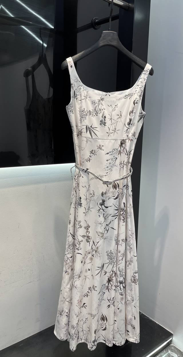 dior 25Ss Spring And Summer New Floral Print Large U-Neck Dress | Exclusive H