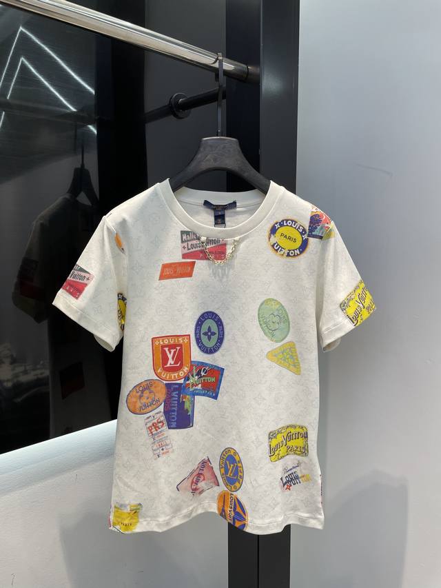 lv* 25 New Embroidered Short-Sleeved T-Shirt Exquisite Short Version Makes Yo